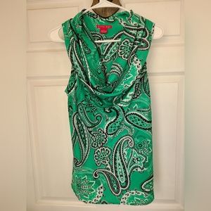 (822) Sunny Leigh Woman's Sleeveless Dress, Size: Small Color: Green Paisley